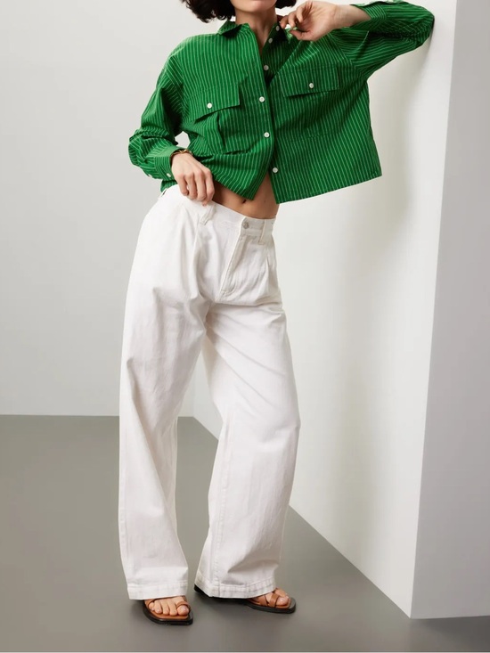 Madewell Denim - Madewell Harlow Wide Leg Jeans 30 Pleated Baggy High Rise Airy Denim White Pants
